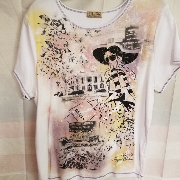 Tyler Texas Rhinestone Accented Tee 1X Shop Roses - Picture 1 of 5